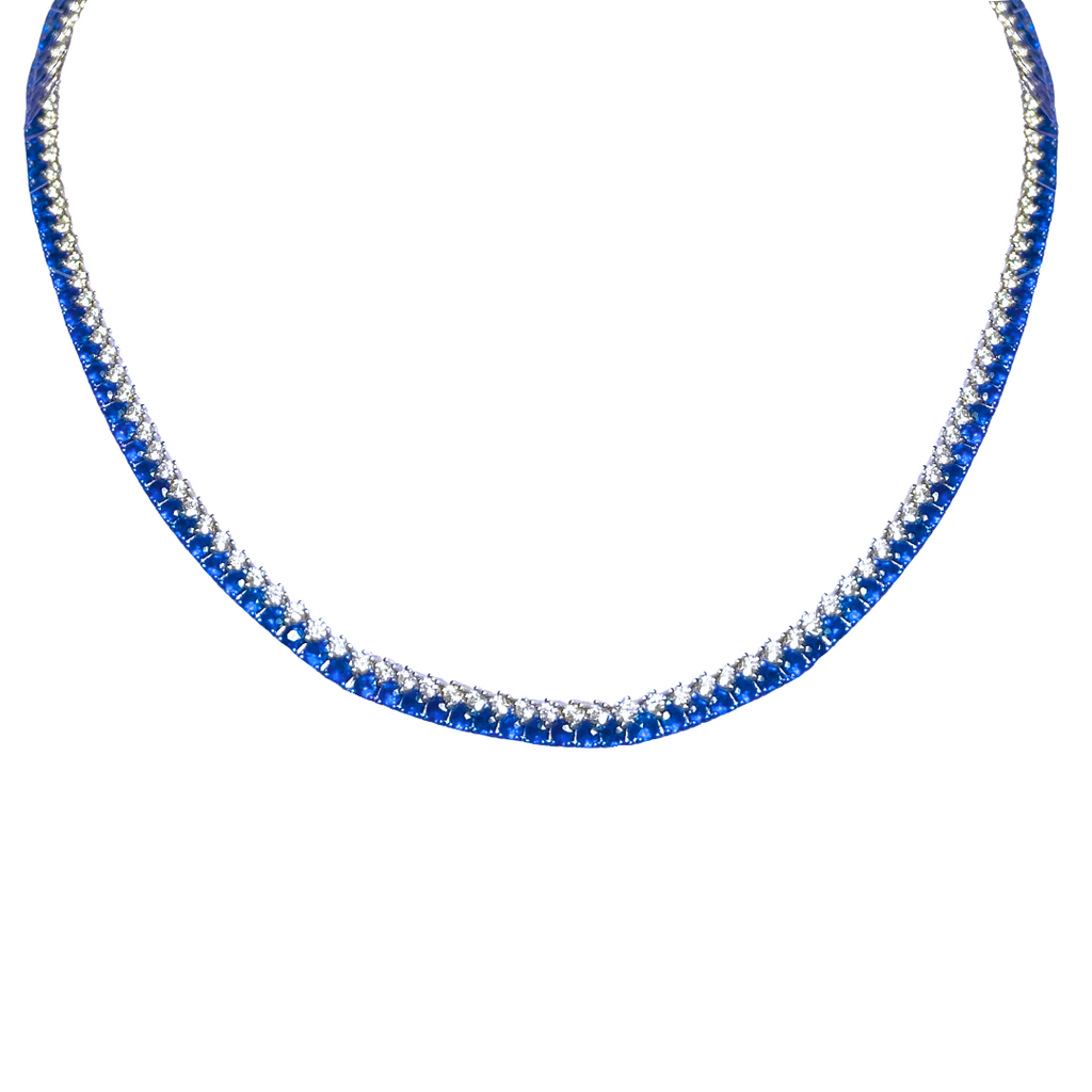 Sapphire and Diamond Double Row Tennis Necklace – Cy Fredrics Jewelers