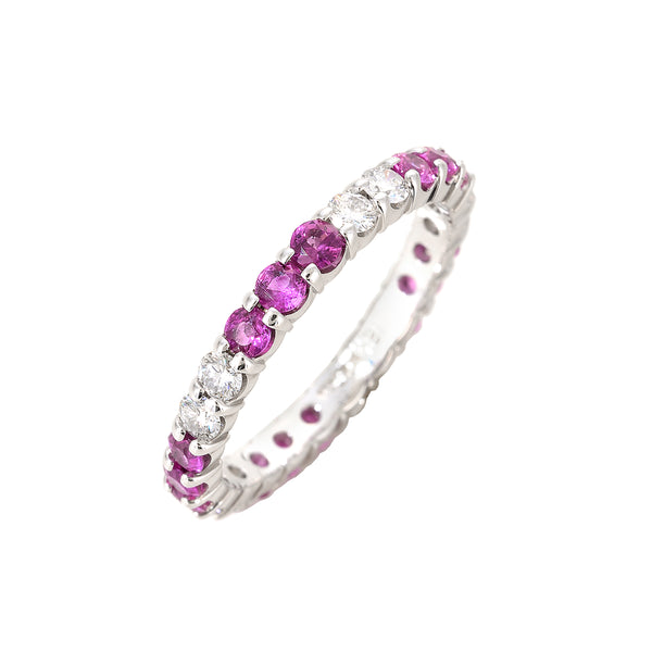 Pink Sapphire and Diamond Stacking Band