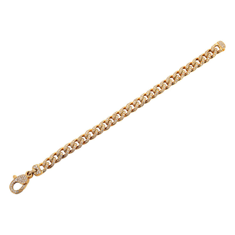 14K Yellow Gold Diamond Cuban Link Chain Bracelet
