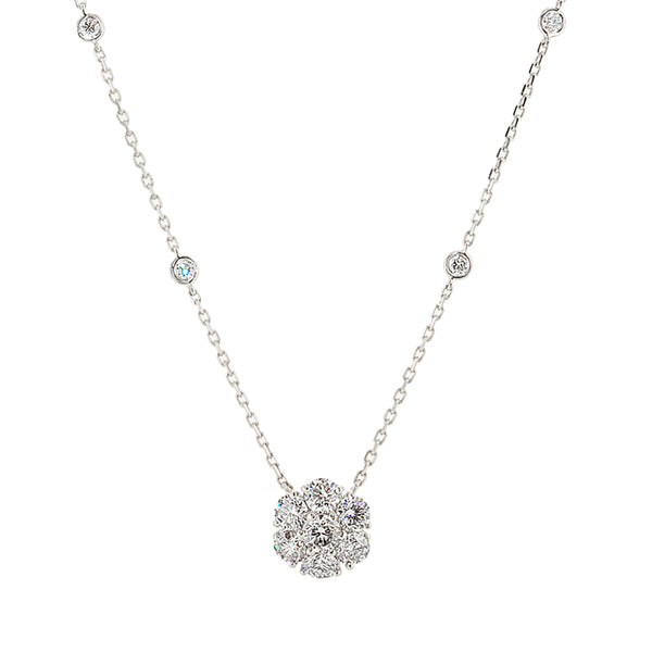 Diamond Cluster Necklace 2.50CT TW