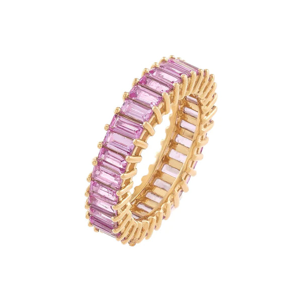 Pink Sapphire Baguette Eternity Band