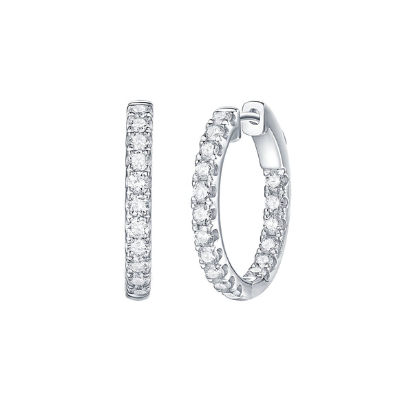 Essentials 1ct Classic Inside-Out Diamond Hoops