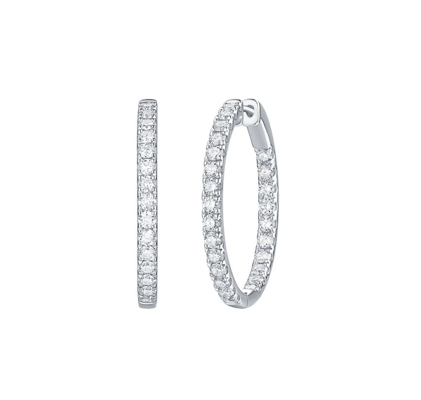 Essentials 2ct Classic Inside-Out Diamond Hoops