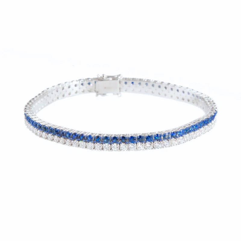 Sapphire and Diamond Double Row Tennis Bracelet
