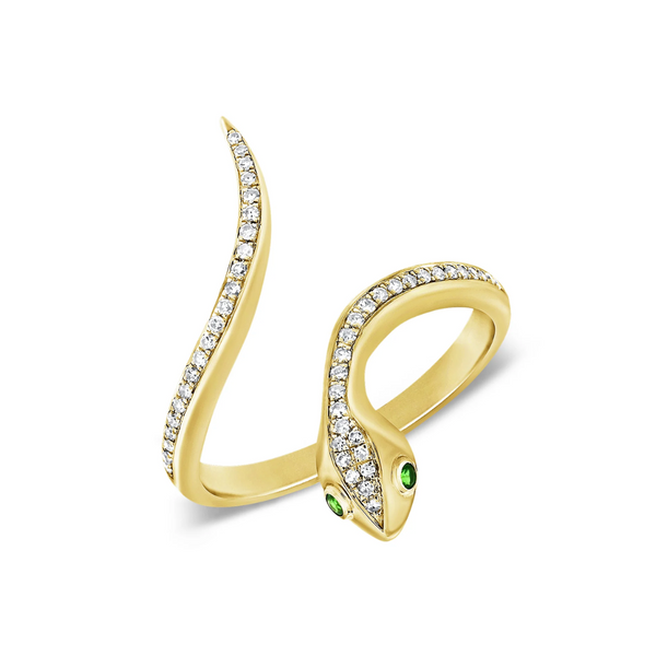 Diamond & Tsavorite Snake Ring
