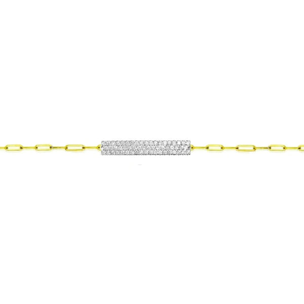 Chunky Pave Diamond Bar Paperclip Bracelet