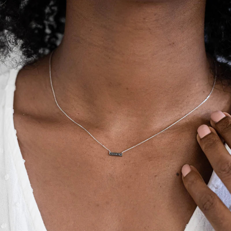 Dana Rebecca Designs Sylvie Rose Black Diamond Bar Necklace