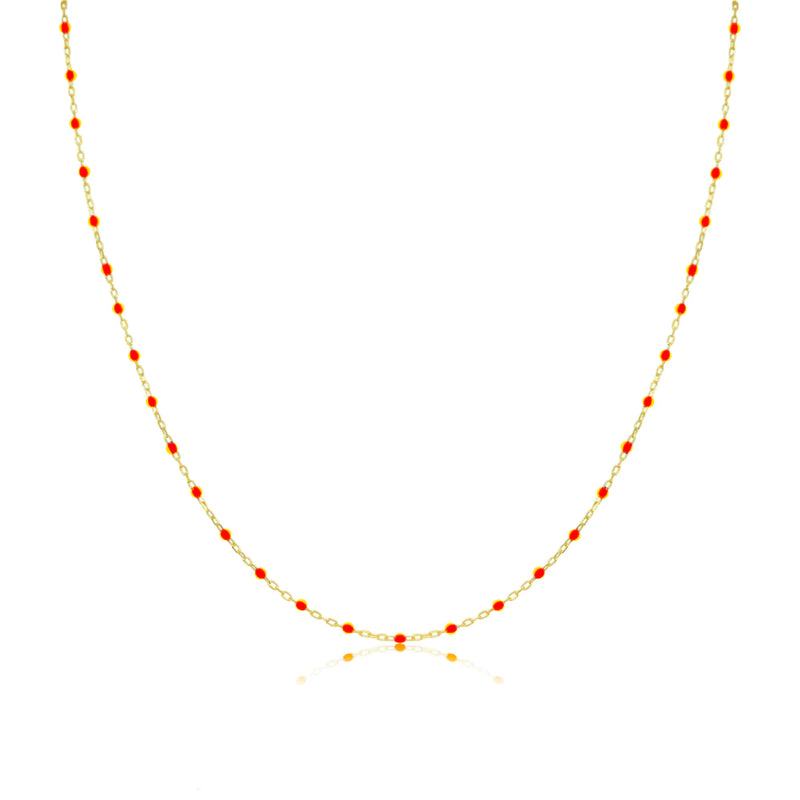 Orange Enamel Dainty Layering Chain