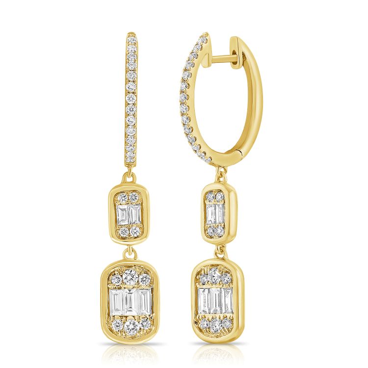 Bezel Set Drop Earrings