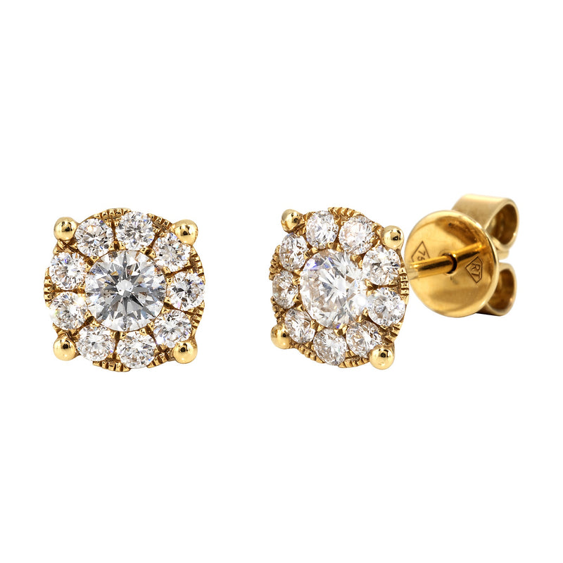 Yellow Gold & Diamond Cluster Earrings