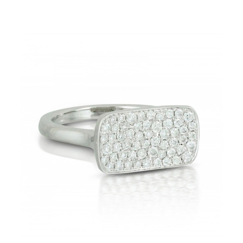 Doves Rectangular Concave Pave Ring