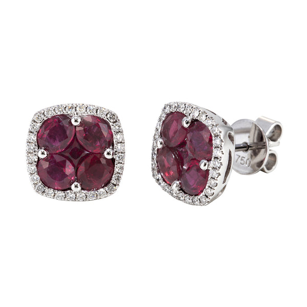 Ruby and Diamond Illusion studs