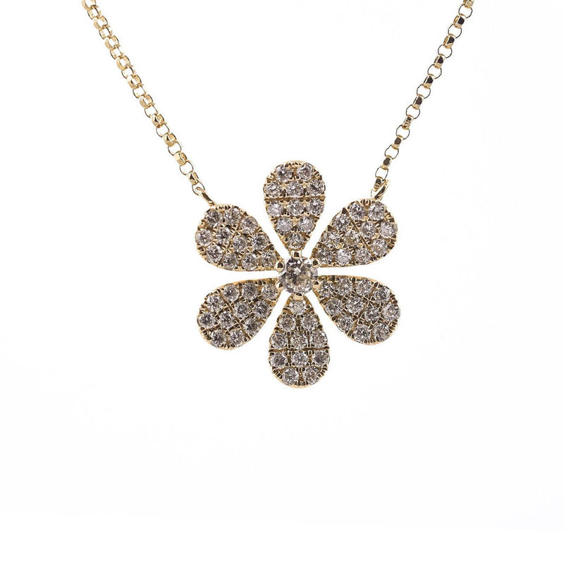 Pave Diamond Flower Necklace