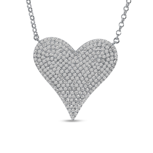 Large Pave Heart Necklace