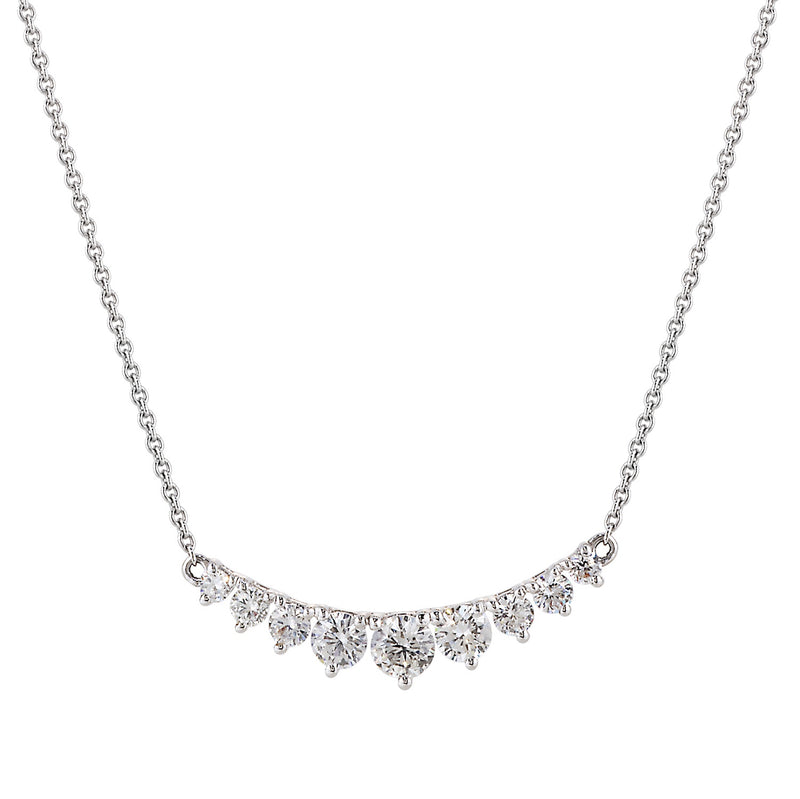 Tapered Curved Bar Diamond Necklace