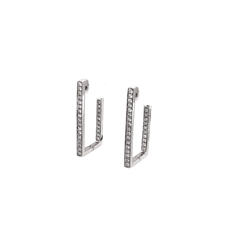 Rectangular Diamond Hoop Earrings