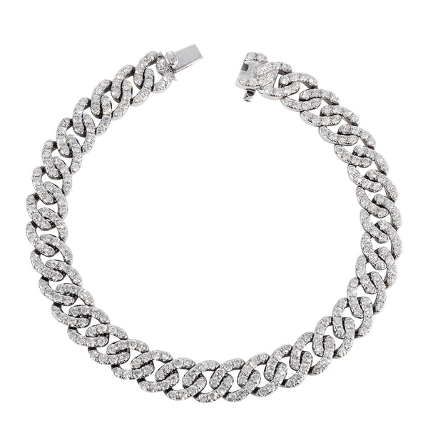 18K White Gold and Diamond Curb Link Bracelet