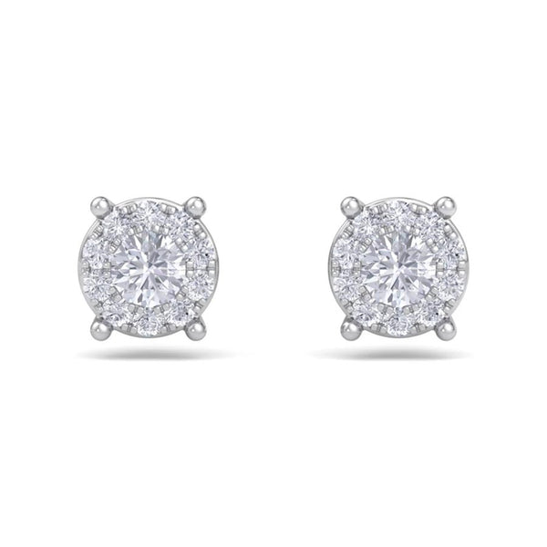 Round Diamond Cluster Studs - 0.50ct