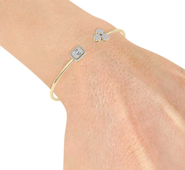 Diamond Flower & Baguette Cluster Bangle