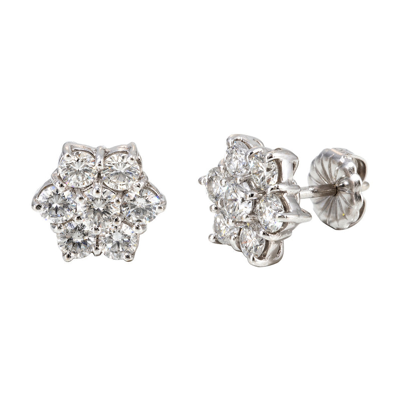 Large Round Diamond Cluster Earrings
