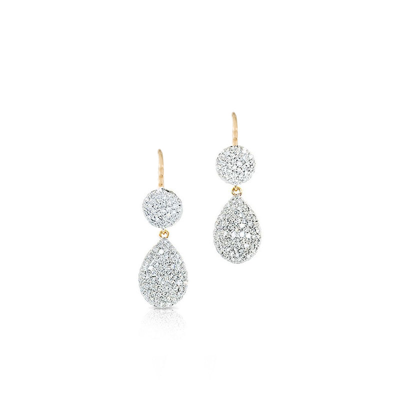 Two Tone Pave Diamond Drop Earrings