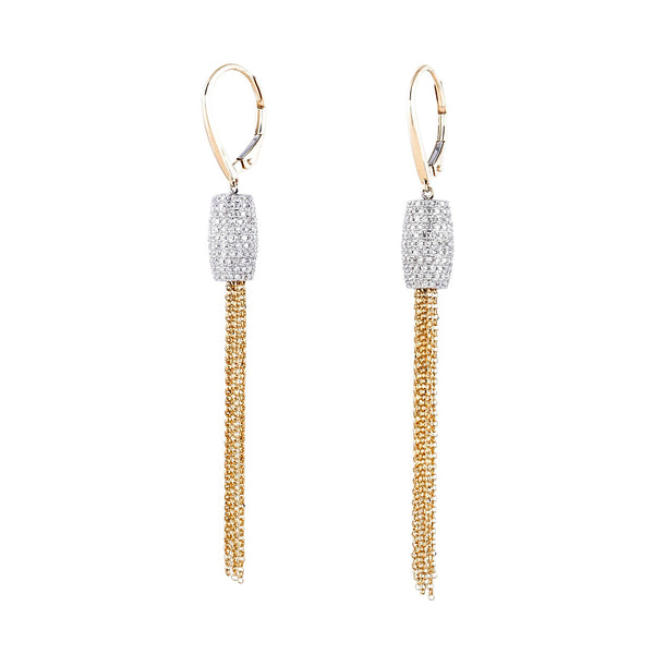 Pave Rondelle Chain Drop Earrings