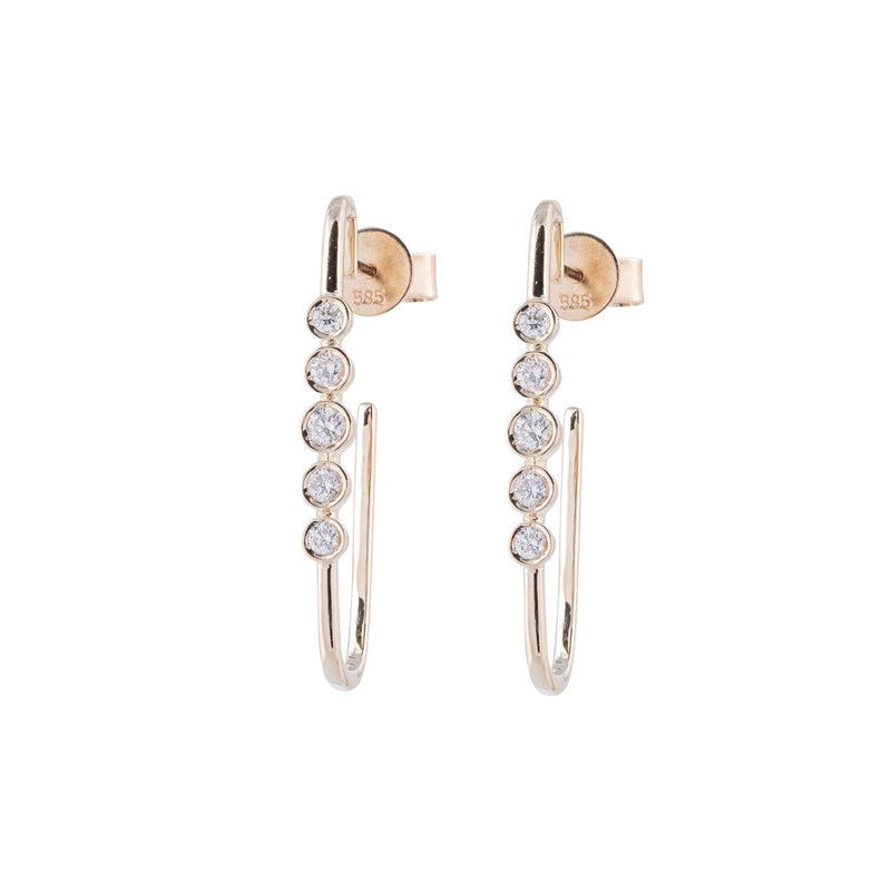 Elongated Bezel Set Diamond Earrings