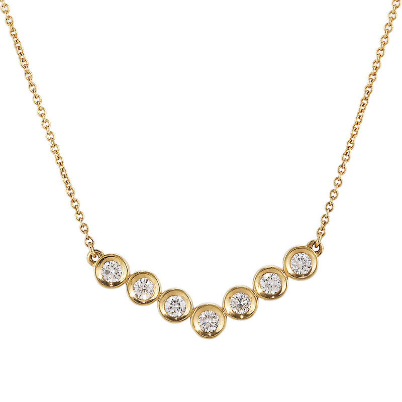 Doves Bezel Set Diamond "V" Shaped Necklace