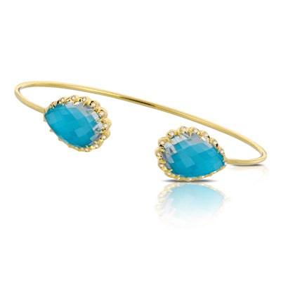 Doves Yellow Gold, Diamond and Turquoise Bangle