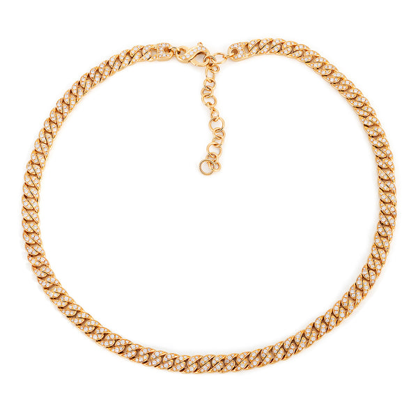 14k Yellow Gold Curb Link Diamond Necklace
