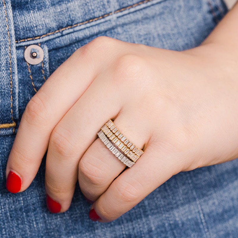 Sadie Pearl Vertical Baguette Eternity Ring