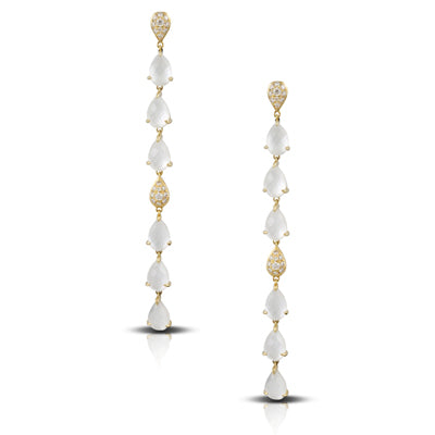 Doves Mother of Pearl and Diamond Drop Earrings