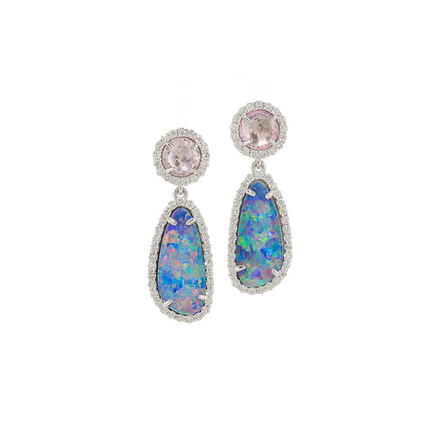 Kendall Nicole Pink Sapphire Opal Earrings