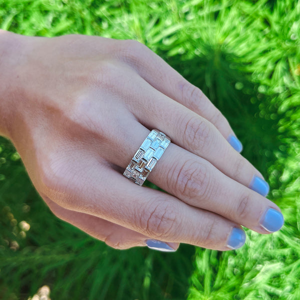 Three Row Baguette Diamond Ring