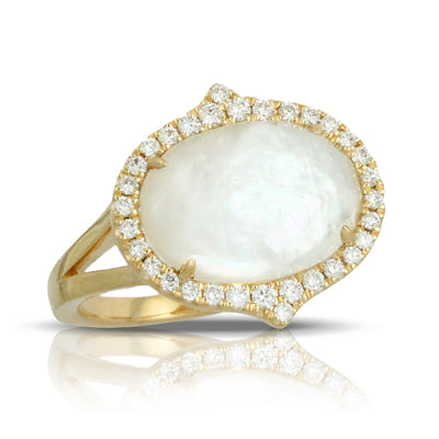 Doves Quartz and Mother of Pearl Oval Ring