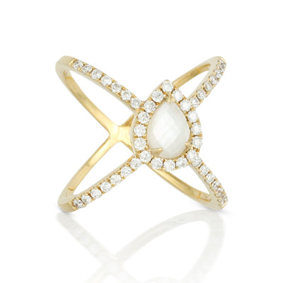 Doves Mother of Pearl Criss Cross Ring