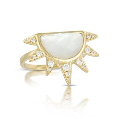 Doves Mother of Pearl Half Sun Ring