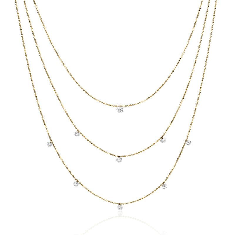 Triple Chain Convertible Dashing Diamonds Necklace