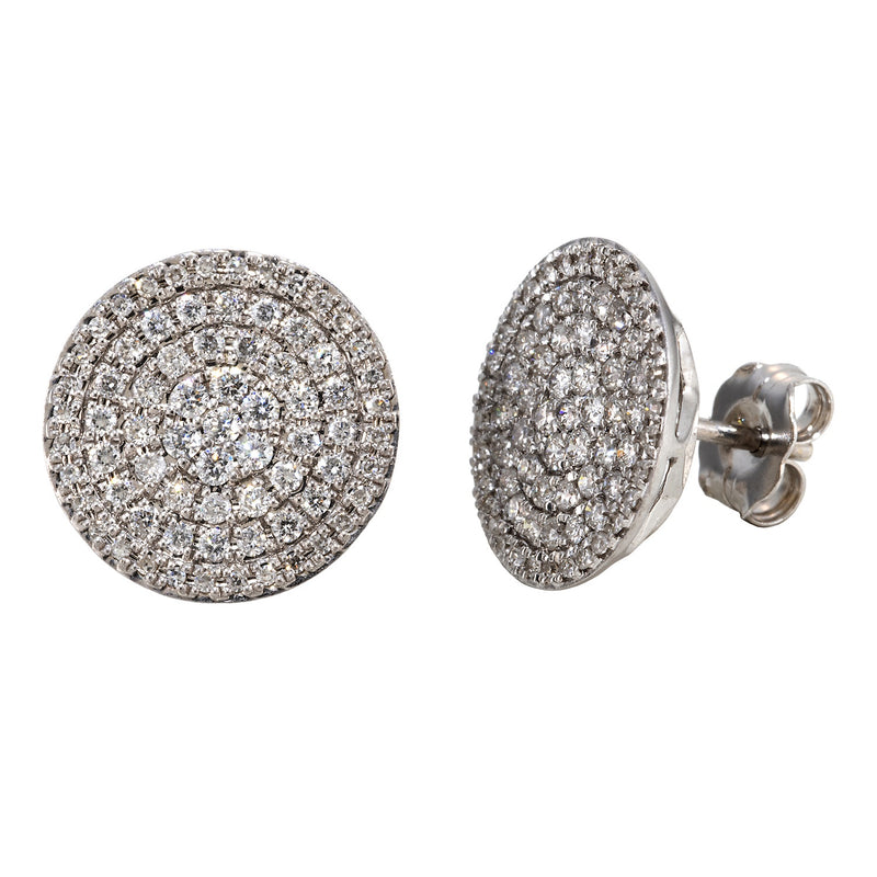 Round Disc Diamond Earrings