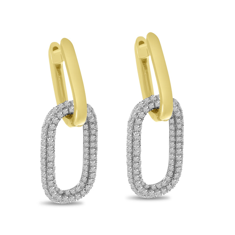 Two Tone Diamond Link Earrings
