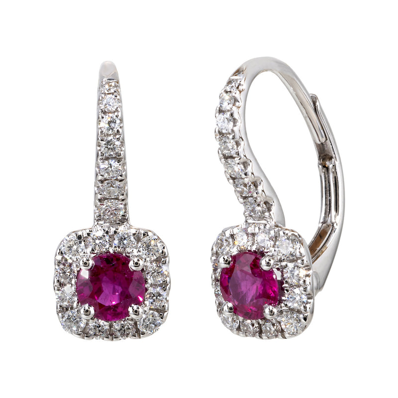Gold and Ruby Diamond Hoop Top Earring