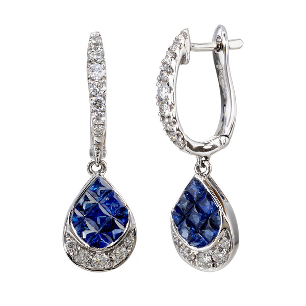 Sapphire and Diamond Pear Shaped Drop Earring