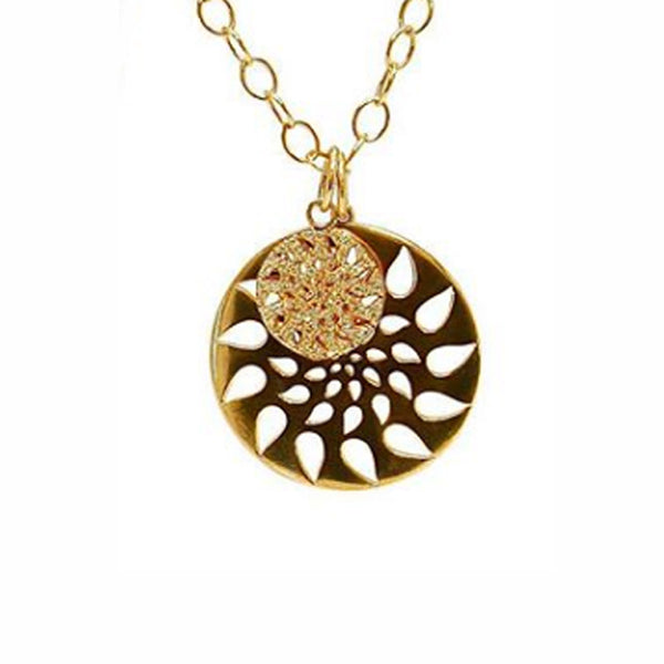 Sundial Disk Charm Necklace